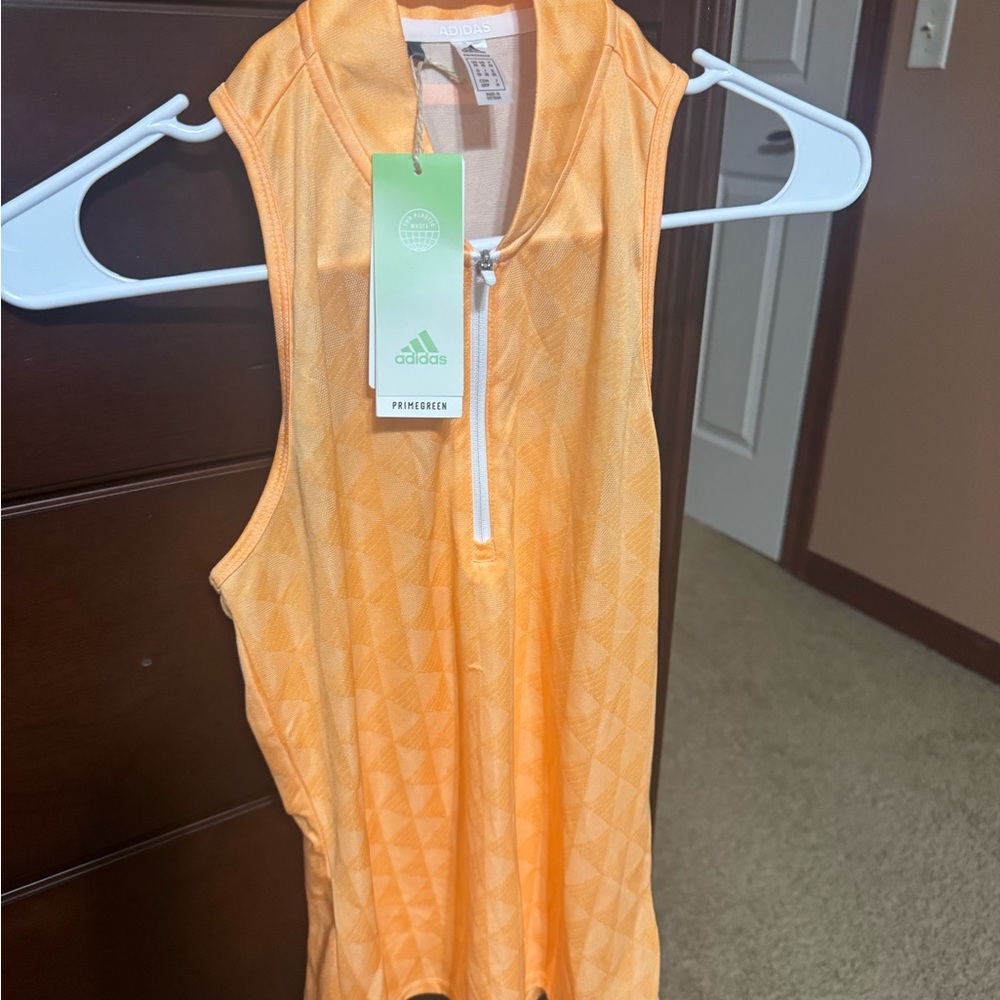 Adidas Women's Orange Tank Top with Zip
